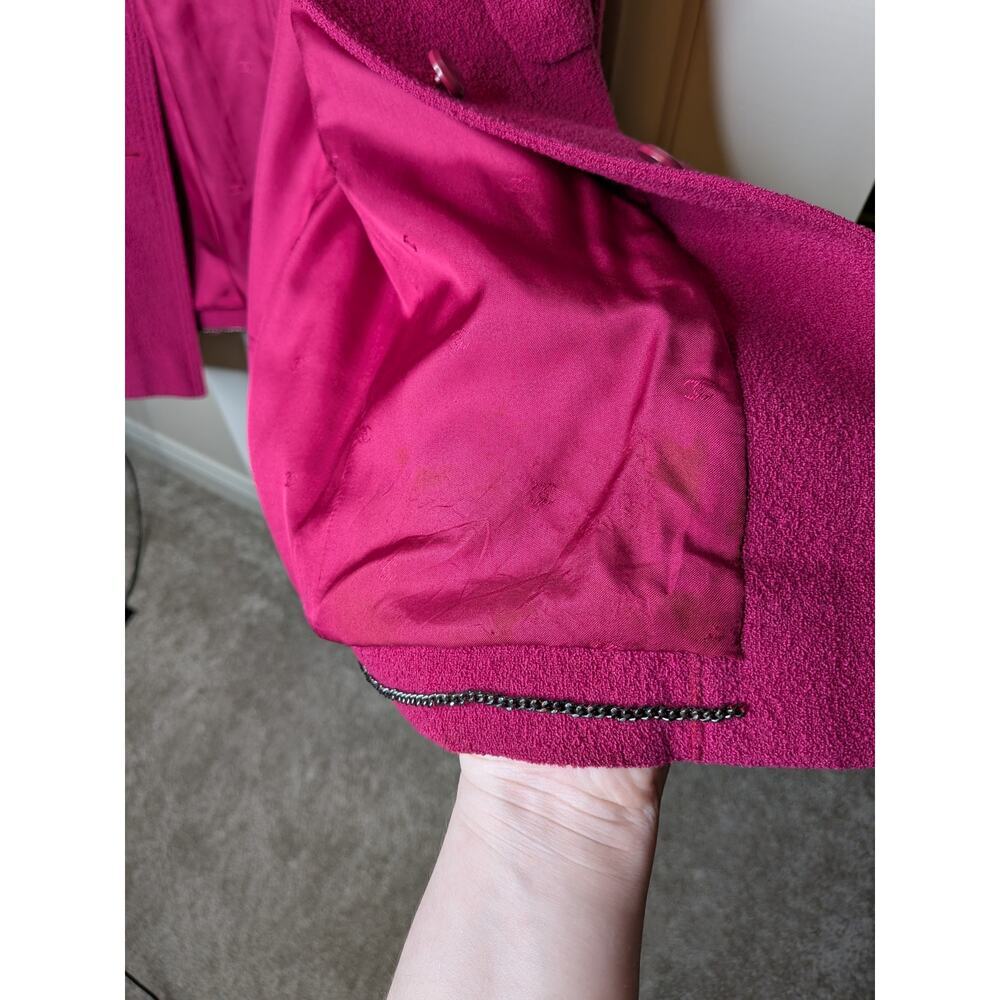 CHANEL Wool Jacket Blazer Hot Pink size 48 with 4 Front Pockets - Picture 7 of 15